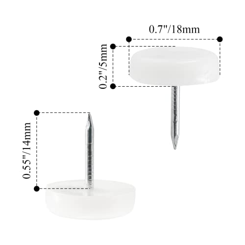 100pcs 18mm White Nylon Furniture Sliders T33354