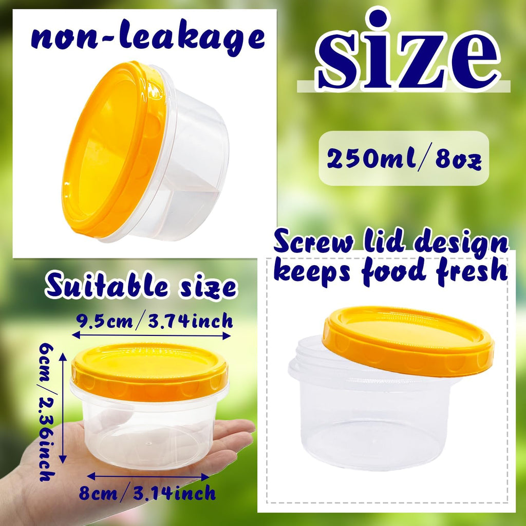 20 Pack 8 oz Reusable Small Plastic Containers with Screw Lids U1181