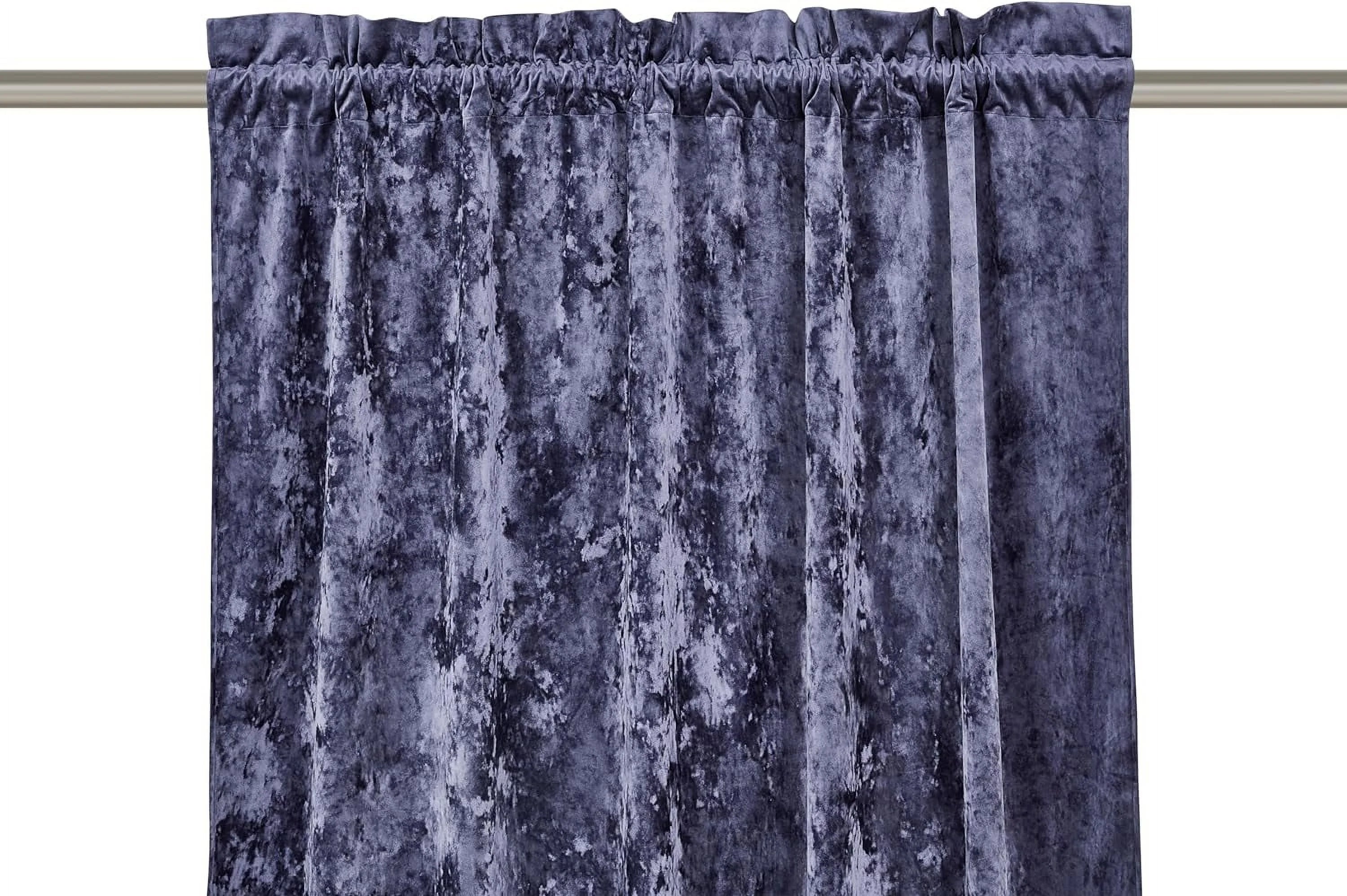 Purple Crushed Velvet Curtains 2 Panel Set 50" W x 84" L T877383