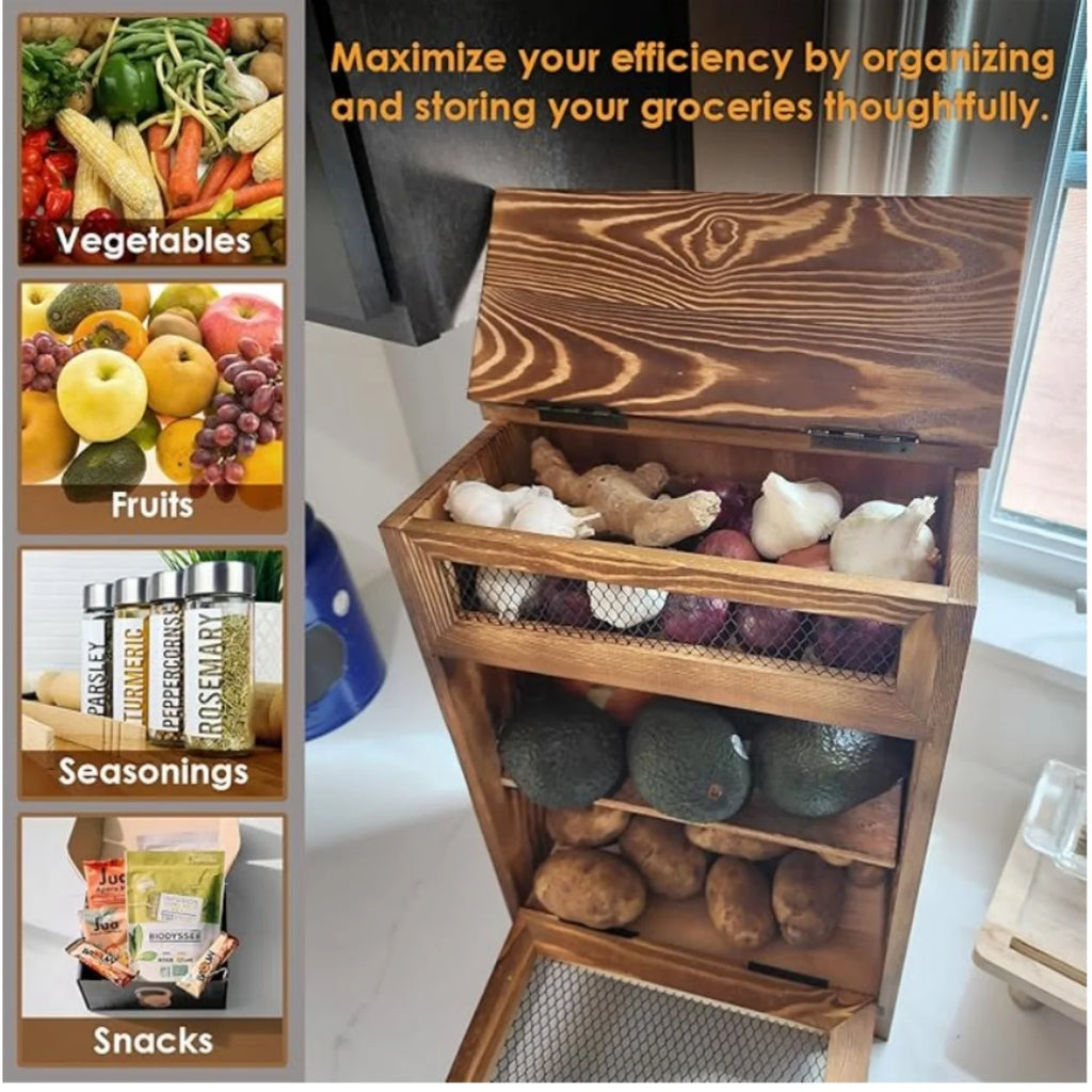 Wooden Countertop Storage Cabinet, 11.8W x 6.8D x 16H in, Rustic Color J60968