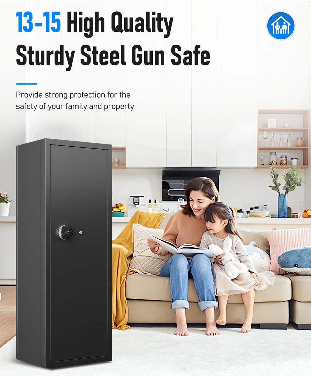 Biometric Rifle Gun Safe with 3 Removable Gun Racks P844