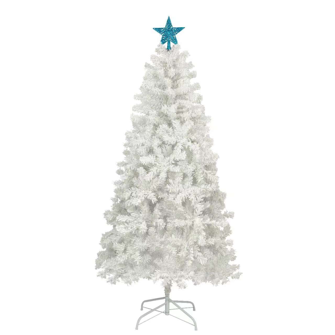 6FT Pre-lit Artificial Christmas Tree with 300 Tri-color Lights & Star Top X805