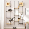 25-Piece Wall-Mounted Cat Climber Set with Cat Shelves, House, Platform, Bridge, Hammock & Scratching Board (Burlywood) H843