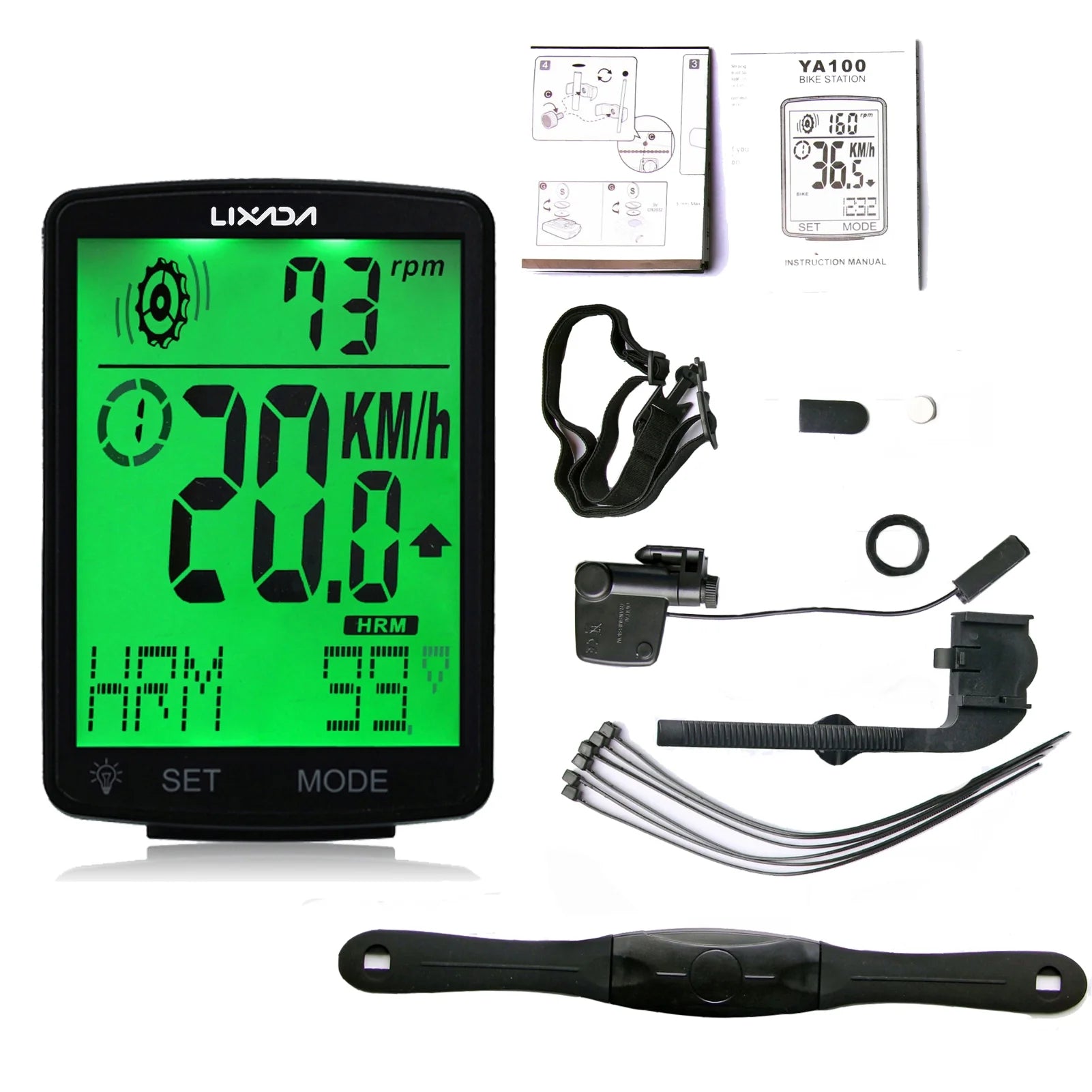3 in 1 Wireless Bike Computer with Heart Rate Sensor Speedometer Odometer C888787