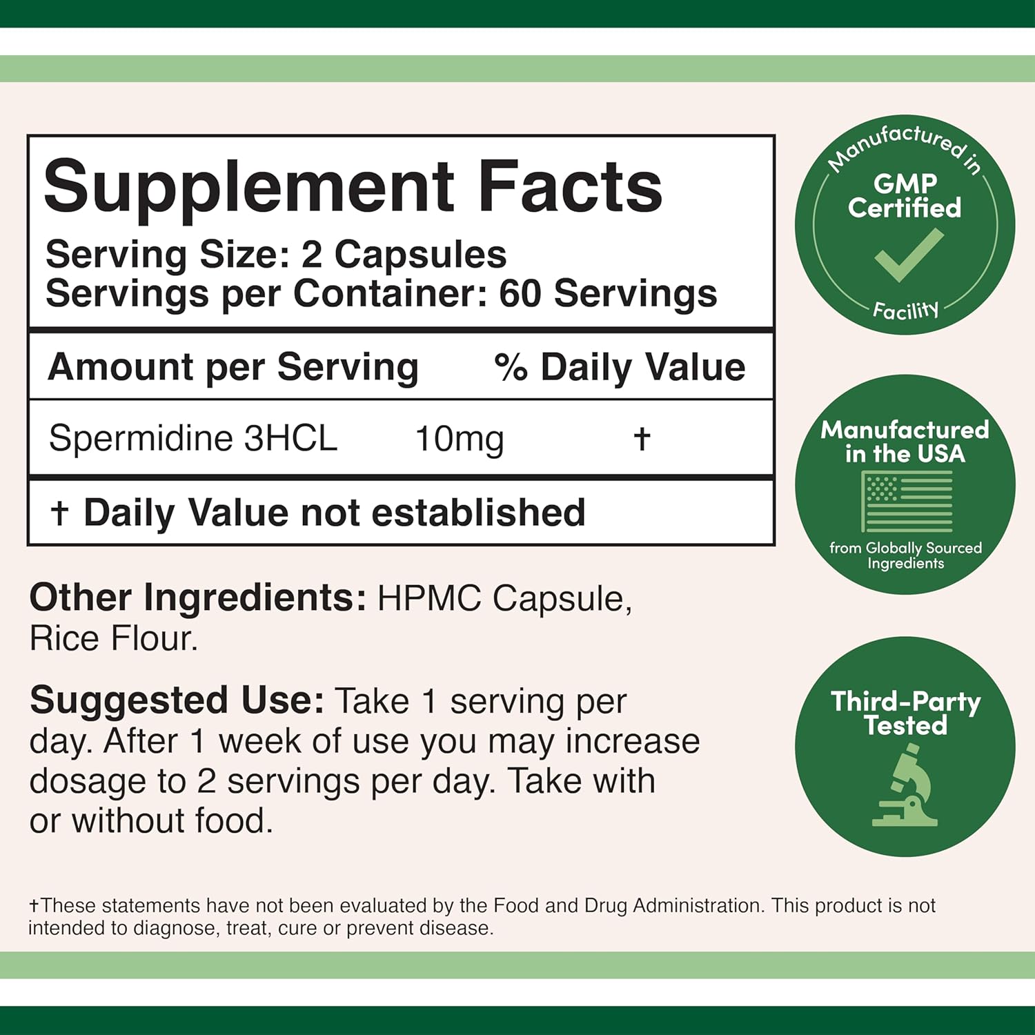 120 Capsules Spermidine Supplement C552287