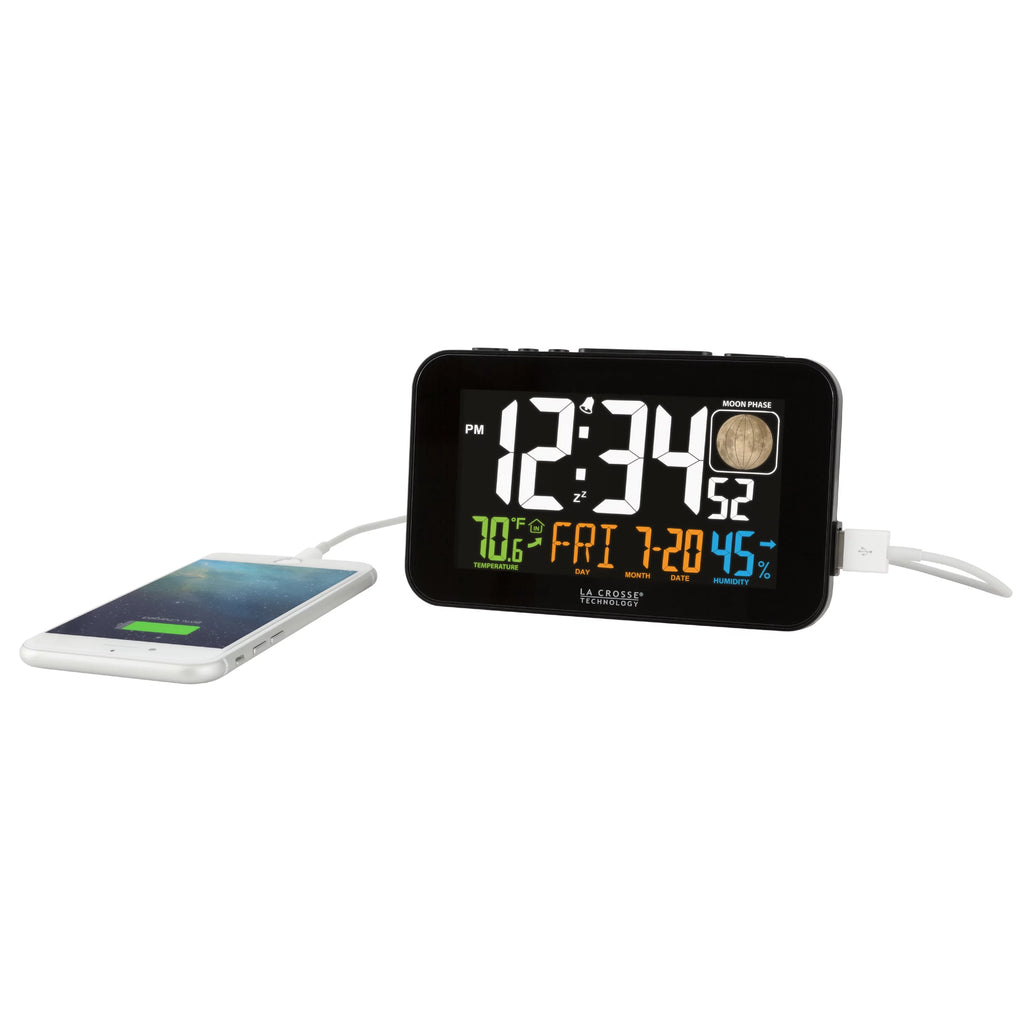 Black Atomic Alarm Clock with USB Charging Port J661218