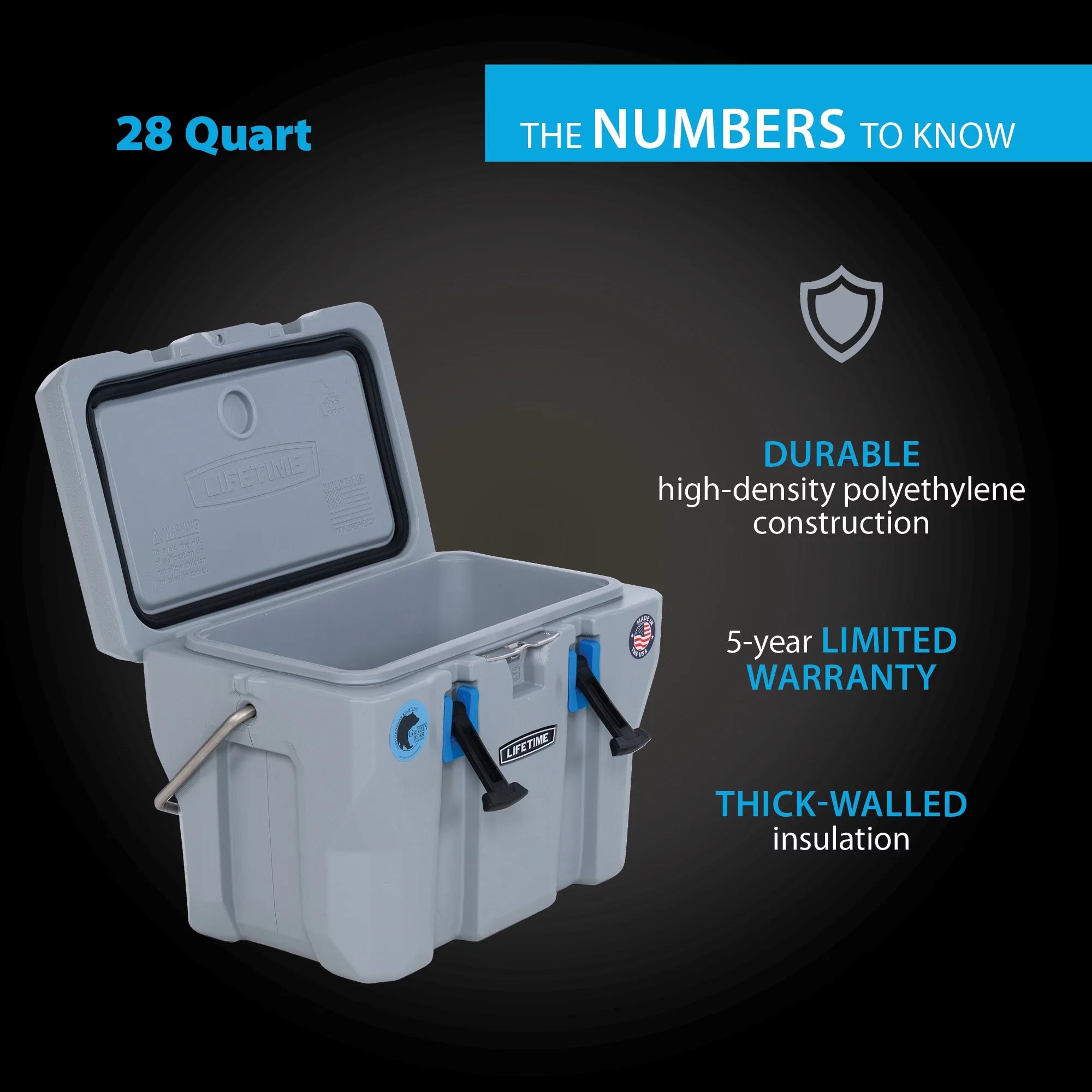 28 Quart Polyethylene Cooler, Sky Blue F928