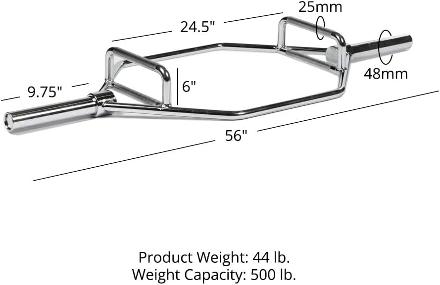 Olympic 2in Hex Trap Bar, Rated 500 LB, Knurled Grips V845