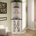 66.8" Tall Corner Cabinet with 2 Glass Doors, Adjustable Shelves, White Y47864