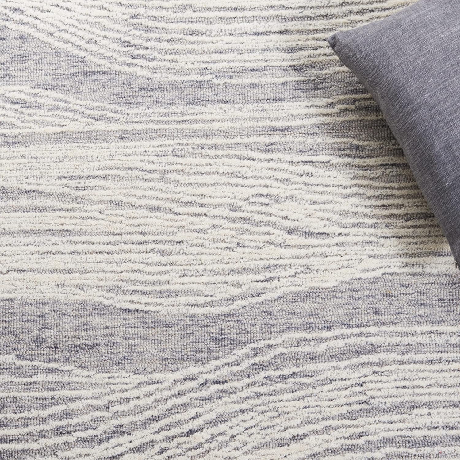 Grey & Ivory 8' x 10' Handmade Wool Area Rug N99495