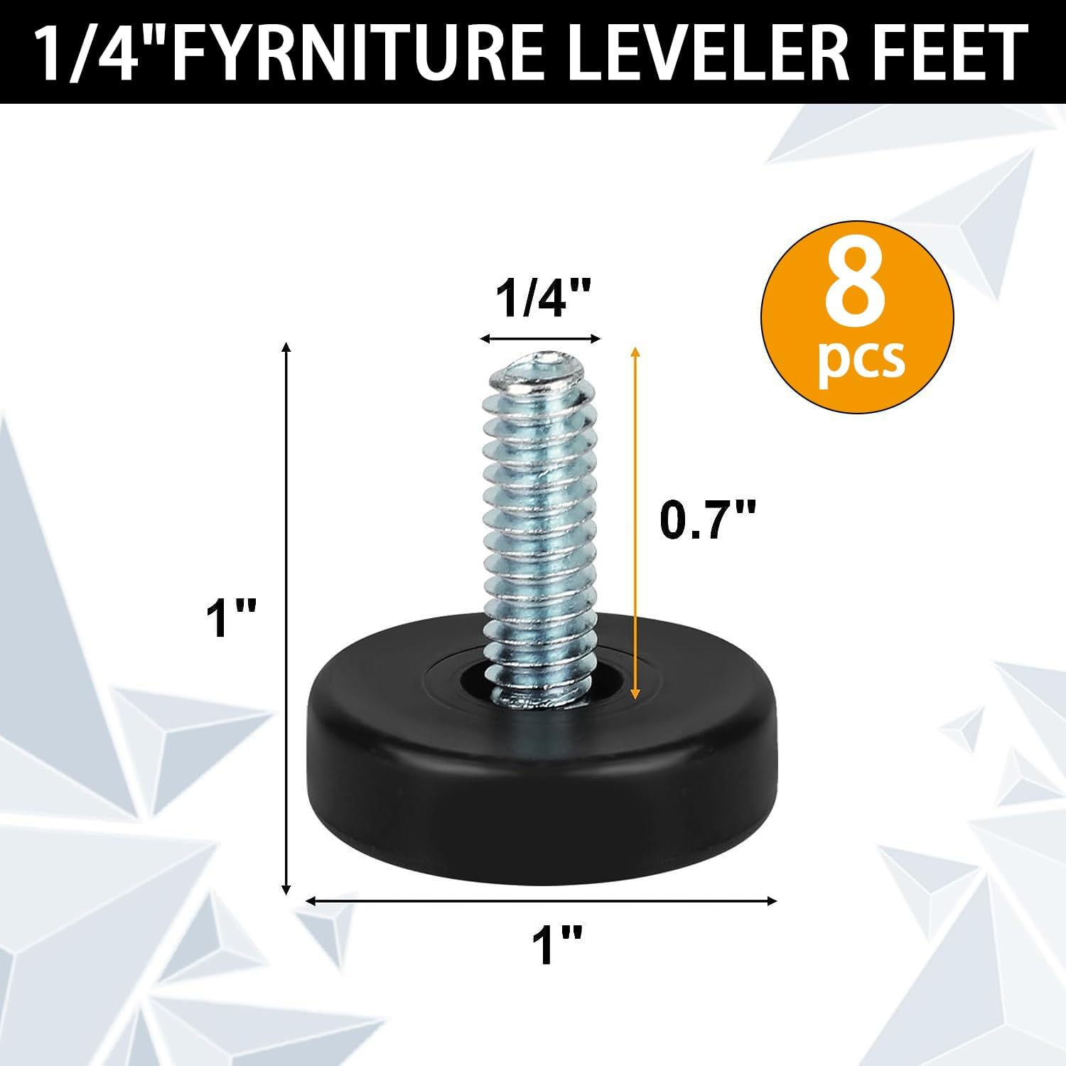 8 PCS Adjustable Furniture Feet Threaded 1/4" Thread P93855