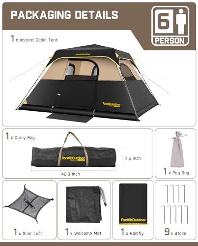4/6/8/10 Person Instant Cabin Tent with Rainfly & Carry Bag Y578653