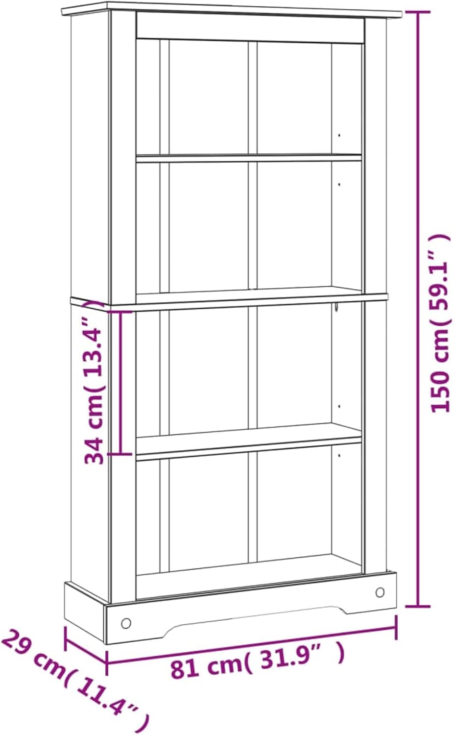 Brown 4-Tier Bookcase K62887