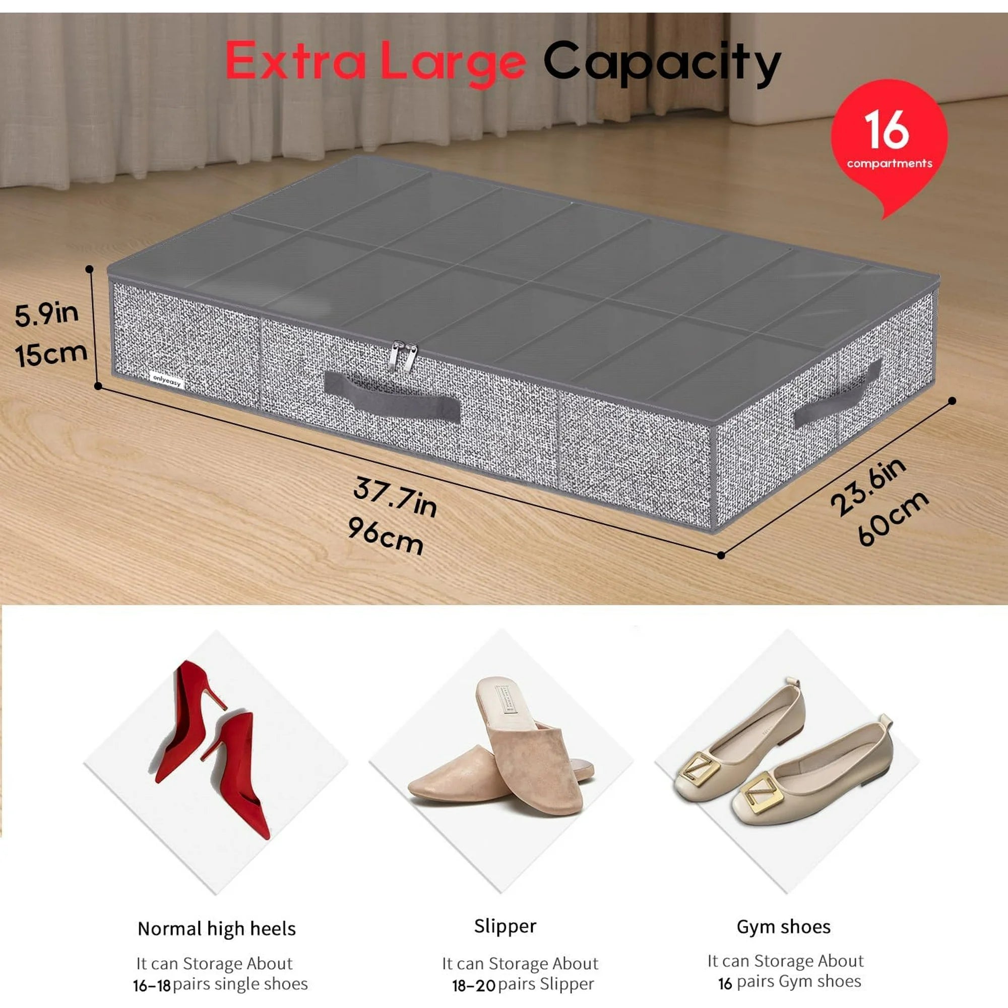 Under Bed Shoe Storage Organizer, Set of 2 N936712