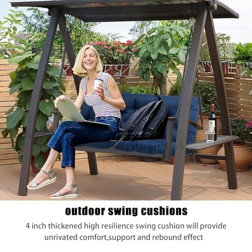 Waterproof Porch Swing Cushion with Backrest and Ties (40 * 60 in) I478246