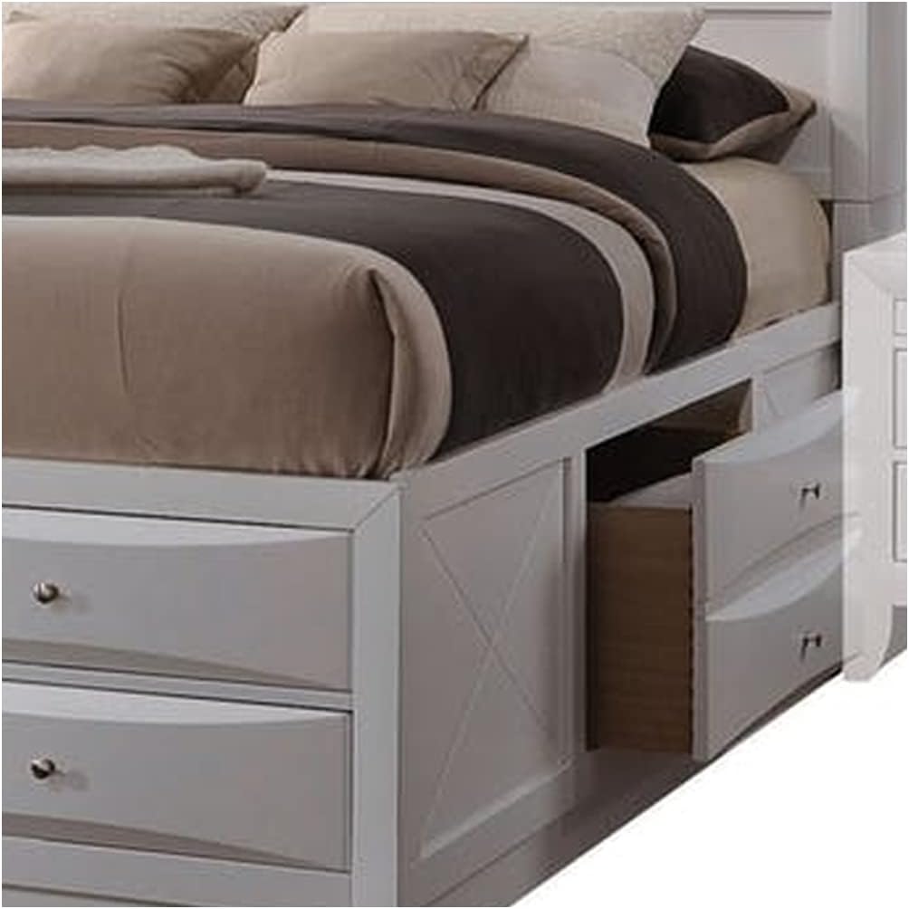 White Queen Size Wooden Storage Bed with Eight Drawers M934