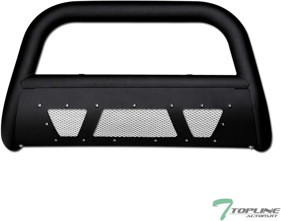 Matte Black Mesh Bull Bar Brush Push Front Bumper Grill Guard With Skid Plate T868