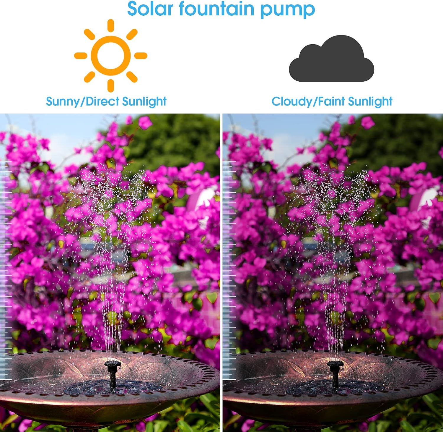 3.5W Solar Fountain Pump with 1500mAh Battery and 6 Nozzles Z764912